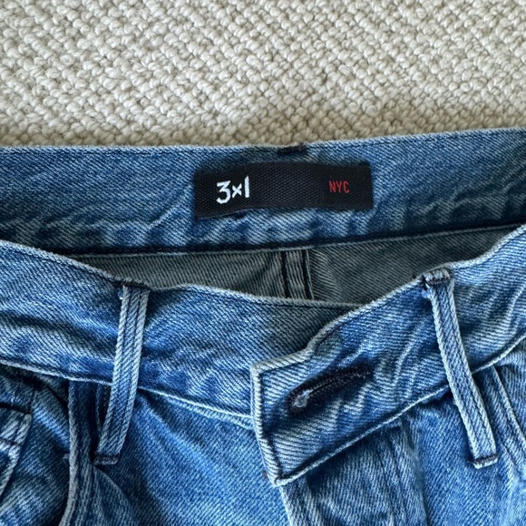 3X1 Shelter Austin Straight Crop Jean in Byrd Med Wash High Rise  Chewed Hem 30 - Picture 3 of 5